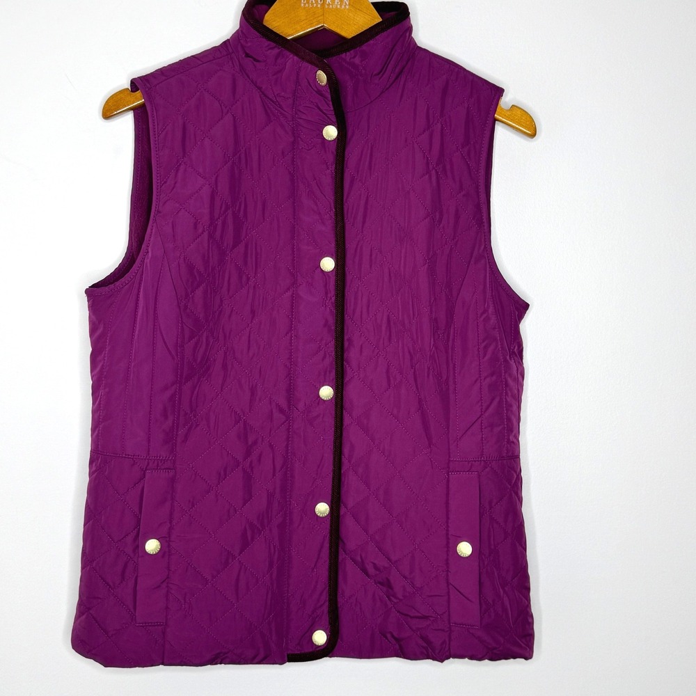 Talbots Quilted Vest Zip Front New Purple Size‎ Small